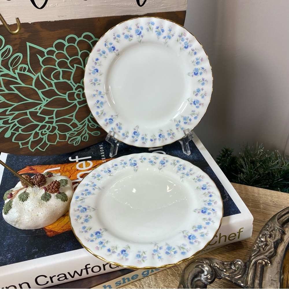 Two Royal Albert England Bone China Memory Lane bread plates 6.25”
